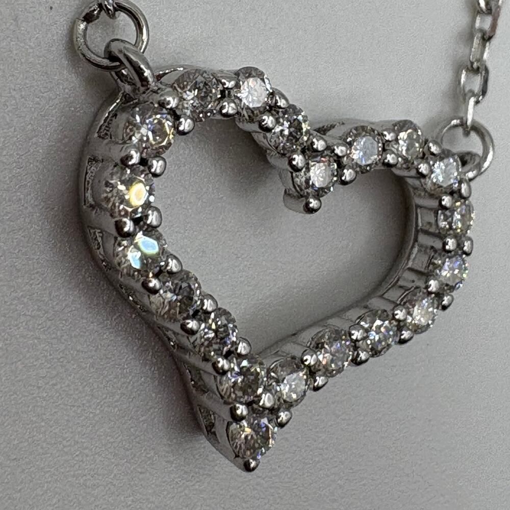 1.7 CT Moissanite & 925 Sterling Silver Open Heart Pendant Necklace